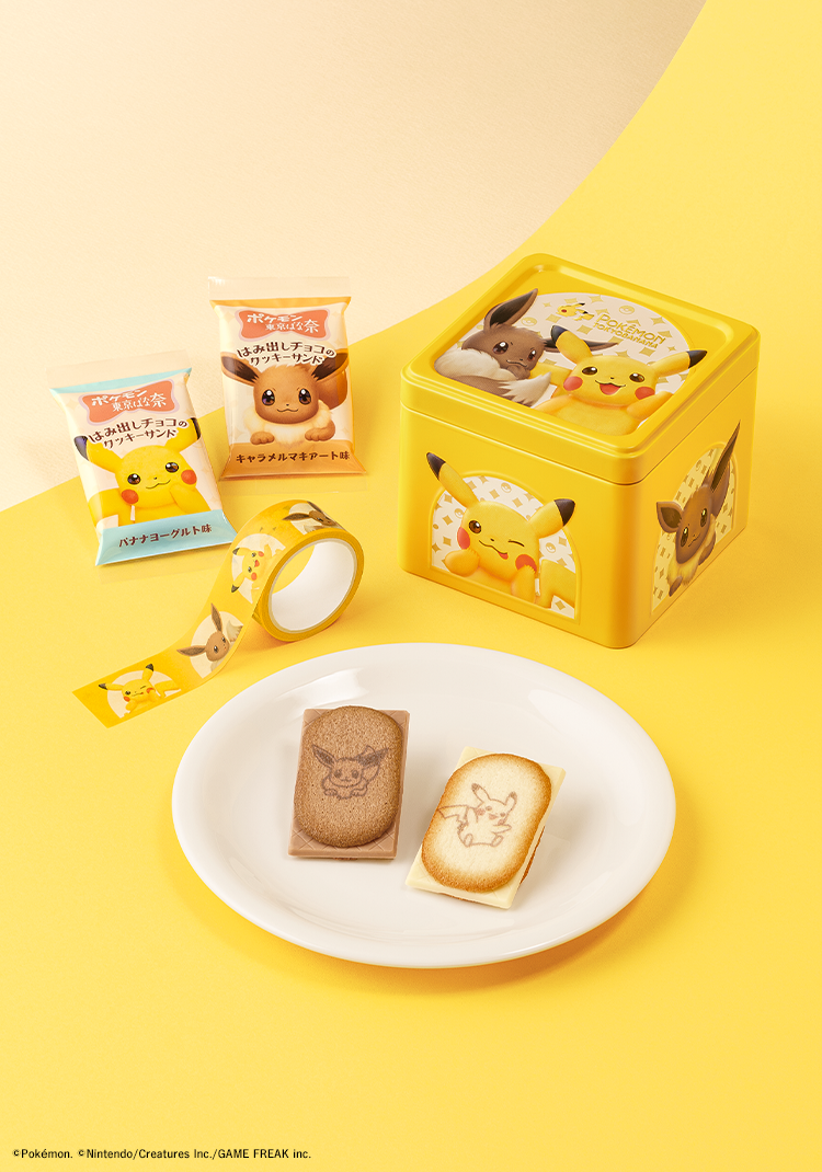 ポケモン東京ばな奈 はみ出しチョコのクッキーサンド スペシャル缶(ピカチュウ&イーブイ)